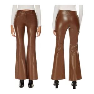 Wilfred Aritzia‎ Beatrix Pants in Cognac Vegan Faux Leather Flared Pants 6